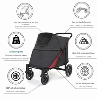 Poussette pliable multi-niveaux à 4 roues en aluminium grande capacité pour animaux de compagnie (chats et chiens) – Capacité de charge 20 kg, sac amovible