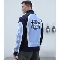Pull avec LOGO personnalisé hiver hommes tricots décontractés pull de moto zippé pull tricoté graphique survêtement vintage course veste pull