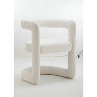 Fauteuil moderne minimaliste à cadre incurvé en tissu bouclé blanc, chaise de loisirs unique en forme de U, chaise d'appoint pour salle à manger, pour la maison et la villa