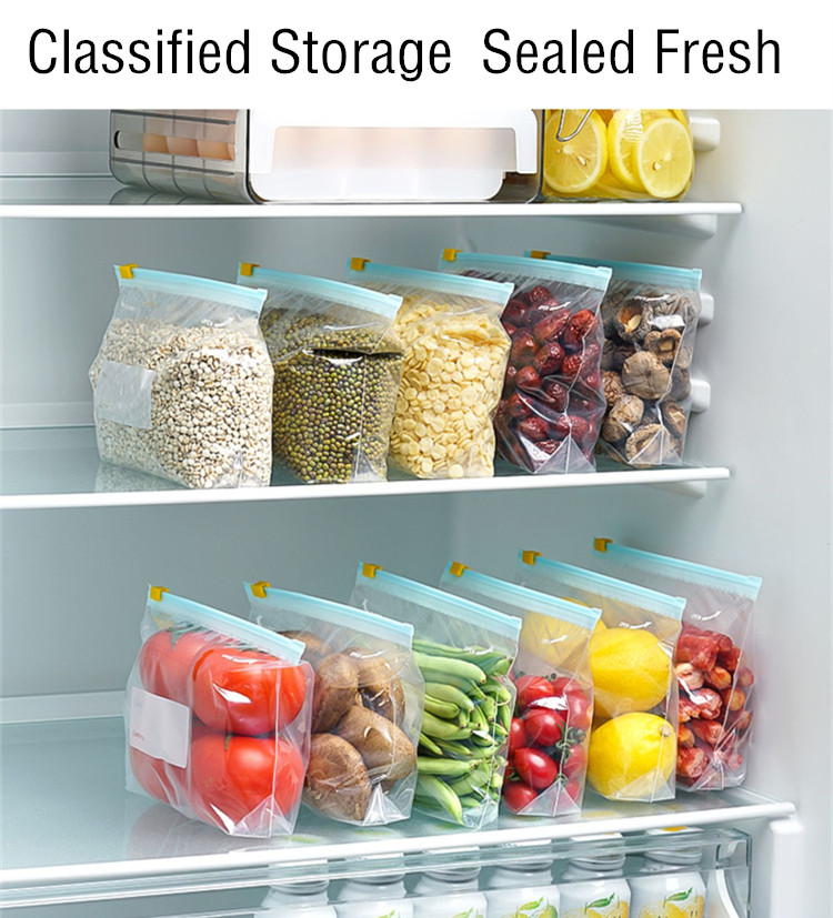 Stand Up Pouch, Reusable Clear Food Grade Freezer Food Fruit Package Plastic Slider Zipper Zip Lock Bags