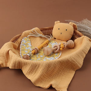 Nouvelle Arrivée Bébé Mignon Couette Bavoirs Avec <span class=keywords><strong>Silicone</strong></span> Sucette En Bois Anneau De Dentition Jouets Cadeau Ensembles Clip Chaîne - Product Image 5