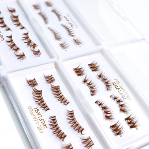 Faux <span class=keywords><strong>cils</strong></span> en grappe marron naturel pour DIY, demi-<span class=keywords><strong>cils</strong></span> auto-adhésifs volumineux, brillants et sans cruauté animale - Product Image 6
