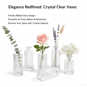 Jarrón de Cristal Transparente Moderno al por Mayor con Rayas Verticales para Flores Diseño Ins Art Déco para Decoración del Hogar y Bodas - Product Image 4