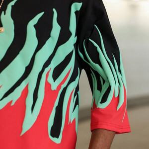 T-shirt Homme Y2K Style OEM en Coton 100% avec Mousse 3D, Manches 7/8, Col Rond, Design Streetwear Ample Noir, Imprimé 3D en Relief - Product Image 4