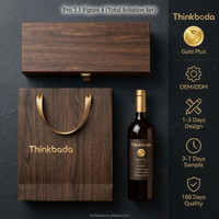 Boîte à vin en bois de noyer de luxe, artisanale, avec grain naturel et fermoir doré, pour cadeaux d'affaires ou d'anniversaire pour cadres