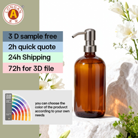 Prix Usine Bouteilles en Verre Rondes Boston pour Shampooing Ambrées Dépolies, Bouteilles Boston Transparentes avec Pompe à Lotion, Fabriquées en Chine