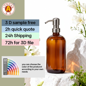 Factory Price Amber Frosted Boston Shampoo Round <strong>Glass</strong> <strong>Bottles</strong> Clear Boston <strong>Bottle</strong> With Lotion Pump Factory China - Product Image 3