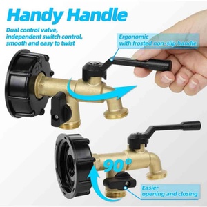 Adaptateur de vidange IBC à double sortie pour réservoir de 275-330 gallons, filetage grossier 2 pouces vers tuyau d'eau 3/4 pouce, raccords pour réservoir de récupération d'eau de pluie IBC - Product Image 5