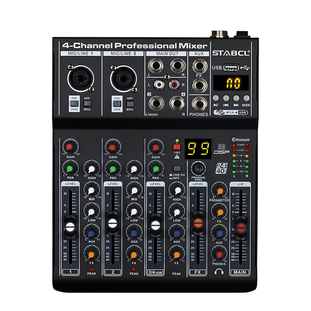 Professional 4 Channel Cheap Audio Mixers Controller /Audio Console Mixer