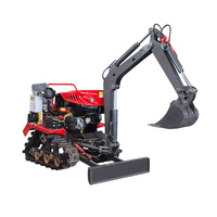 Mini-rupsbandtractor met voorblad, 25PK/35PK, rotorkopeg voor landnivellering en grondbewerking op landbouwgrond