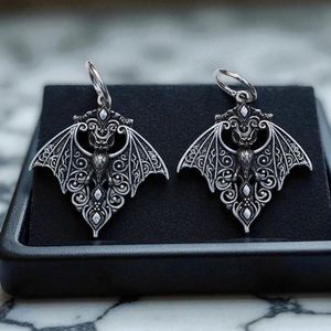 Viking Vintage Gothic Bat Pendant <b>Earrings</b> for Men and Women Gothic Jewelry Hollowed-out Vampire Bat Pendant Hoop <b>Earrings</b> - Product Image 1