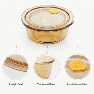 Conteneur en verre hermétique de 380 ml, <span class=keywords><strong>bol</strong></span> de stockage alimentaire rond et lisse pour réfrigérateur, conteneur en verre hermétique de 380 ml - Product Image 3