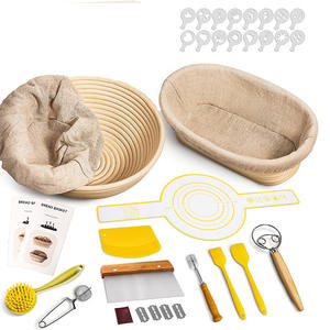 Juego de cestas de cerámica para pan, superventas de <span class=keywords><strong>Amazon</strong></span>, herramienta para hornear, incluye bolsa, cortador de masa, rodillo, alfombrilla rodante para Sourd - Product Image 4