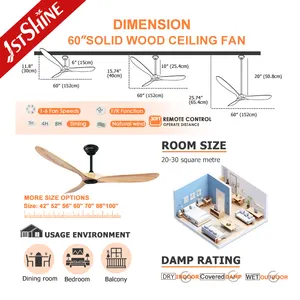 1stshine60インチ木製ブレード静かなDCモーターモダンシャンデリアファンスタイルファンセル