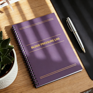 Livre de suivi de la tension artérielle en tissu violet foncé amélioré, reliure spirale PP, pour surveillance portable, vente en gros usine 2026-2027 - Product Image 2