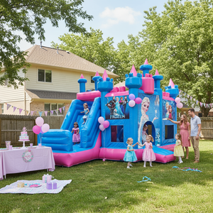 Tùy Chỉnh Đảng Màu Hồng Đảng Nảy Lâu Đài Inflatable Nhà Bị Trả Lại Công Chúa Lâu Đài Inflatable Bouncer Với Trong Nhà Trượt - Product Image 1