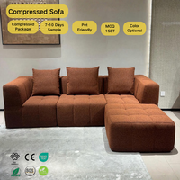 Ensemble de canapé-lit modulaire Chesterfield compressé en tissu, emballé sous vide, couleurs personnalisables, écologique, pour appartement et villa, certifié OEKO-TEX