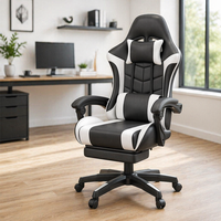 Chaise de jeu PC ergonomique en gros, chaise de jeu confortable en cuir style course avec repose-pieds