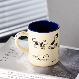 Hot Style 420ml Cat Dog Couple Cartoon <b>Heat</b> Resistant <b>Microwave</b> Porcelain Mug Hand Painted Dishwasher Safe Customizable Business - Product Image 5