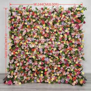 Mur de fleurs artificielles en soie personnalisé DKB, rouleau coloré de 2,4 m x 2,4 m de haute qualité pour mariage, Thanksgiving, Pâques - Product Image 2