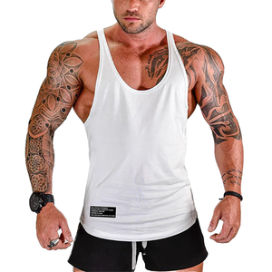 Camiseta sin mangas de algodón blanca para hombre, cuello redondo, transpirable, informal, para entrenamiento, fitness, diseño de punto de color sólido - Product Image 1