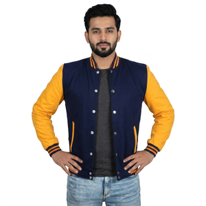 Wholesale Manufacturer Custom Eagle Printed Oversized <b>Sheepskin</b> Leather Varsity <b>Jacket</b> Boxy Button up Letterman <b>Jacket</b> - Product Image 1