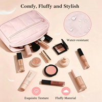 Sac de maquillage personnalisé, trousse de toilette de voyage, sac cosmétique rembourré pour femmes, organiseur de maquillage, pochette à ouverture large