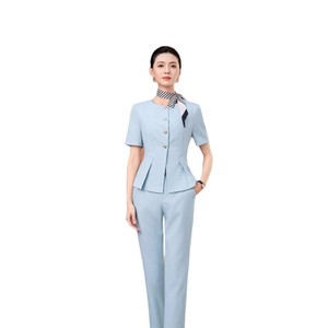 Light Purple Short Sleeve Blazer For Flight Attendants Receptionists Beauty Salons Hotels Summer Workwear Women's Professional - Product Image 5