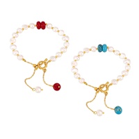 Bracelet en perles d'eau douce avec pendentif en pierre naturelle et fermoir OT, style doux et frais, bijoux pour femmes, vente en gros