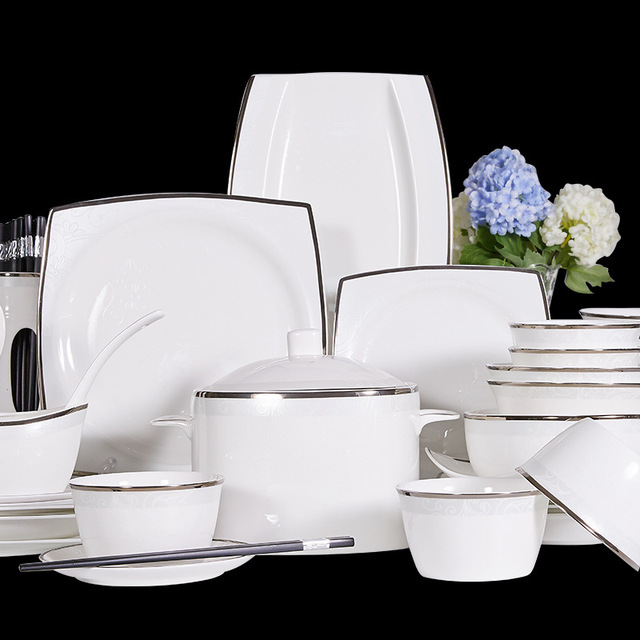 Bone China Light Luxury Tableware Set Home Party Dinner Ceramic Plates Sets Dinnerware