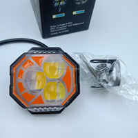 3 feux LED à 3 lentilles, rouges et bleus, pour moto, blancs et jaunes clignotants, en aluminium, feux de travail LED, phare antibrouillard pour vélo