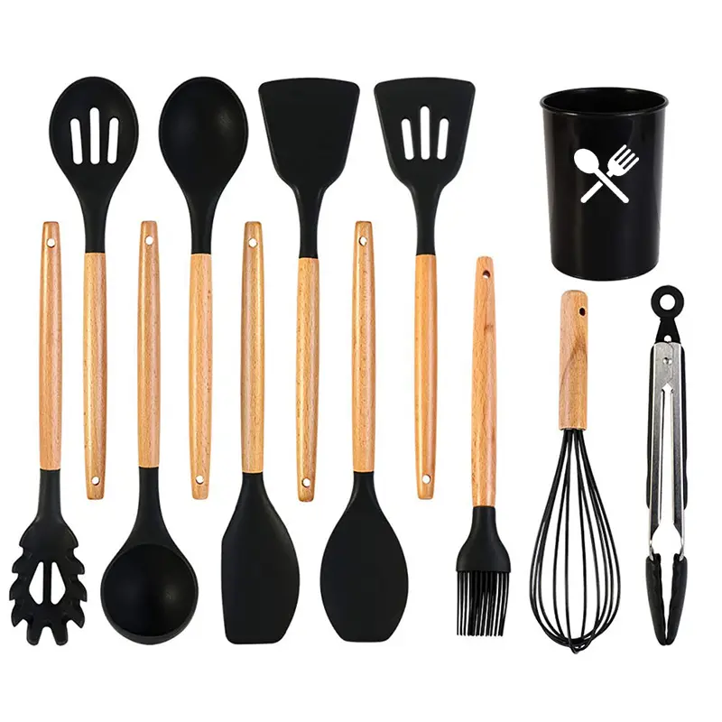 Lot d'ustensiles de cuisine en silicone 12 pièces, outils de cuisine, batterie de cuisine