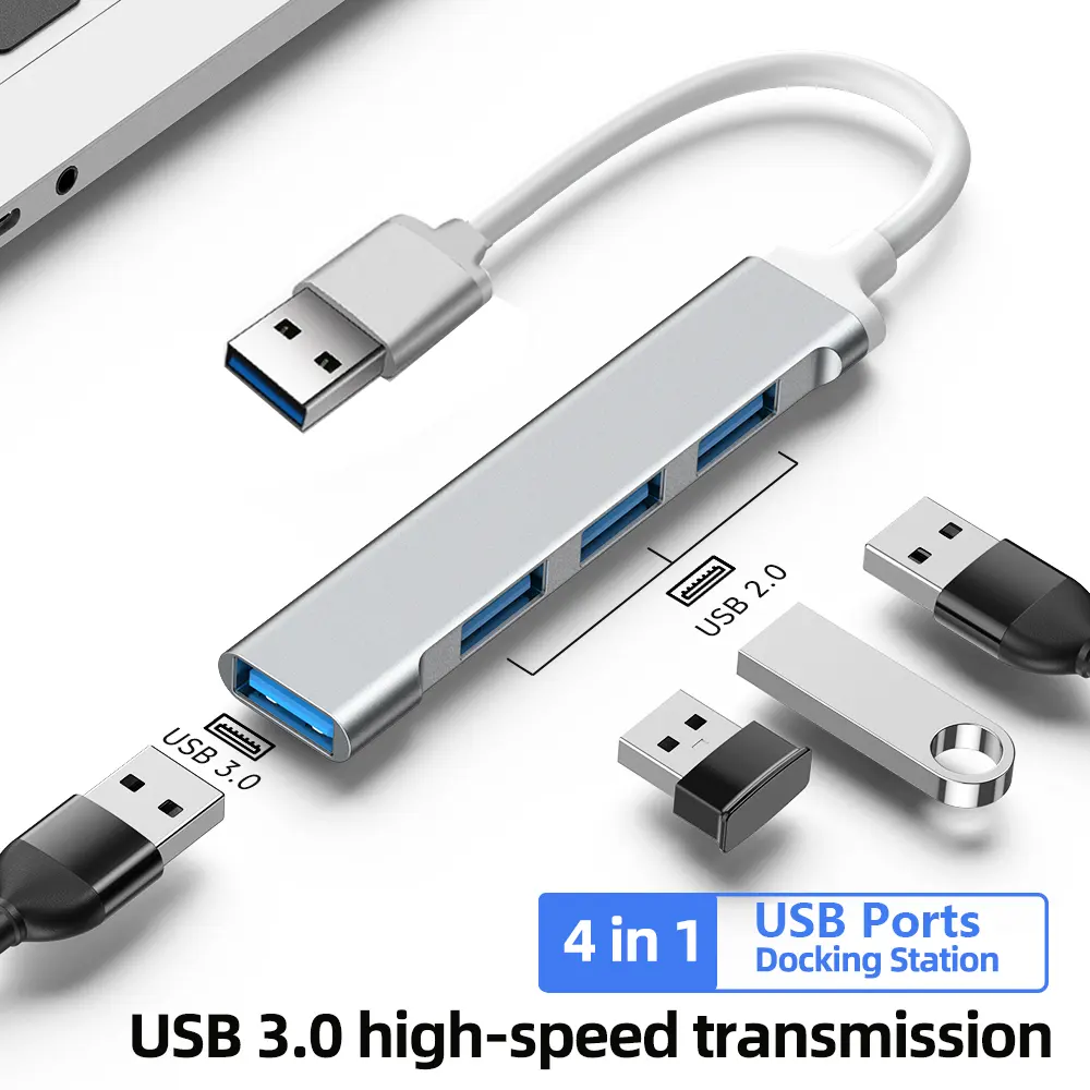 Conectores usb tipo c, venda quente de extensão de hub, doca de 4 portas, adaptador de divisor para laptop, estação de docking