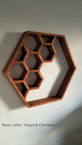 Estante de pared de nido de abeja grande, estantes para libros, sala de estar, estante de aceite esencial de cristal triangular <span class=keywords><strong>hexagonal</strong></span> de madera maciza - Product Image 2