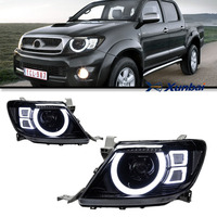 Ensemble de phares Bi-LED de style Defender XUNBAI 12V 60W pour Hilux Vigo 2008, avec feux de jour LED et clignotants séquentiels Canbus Auto