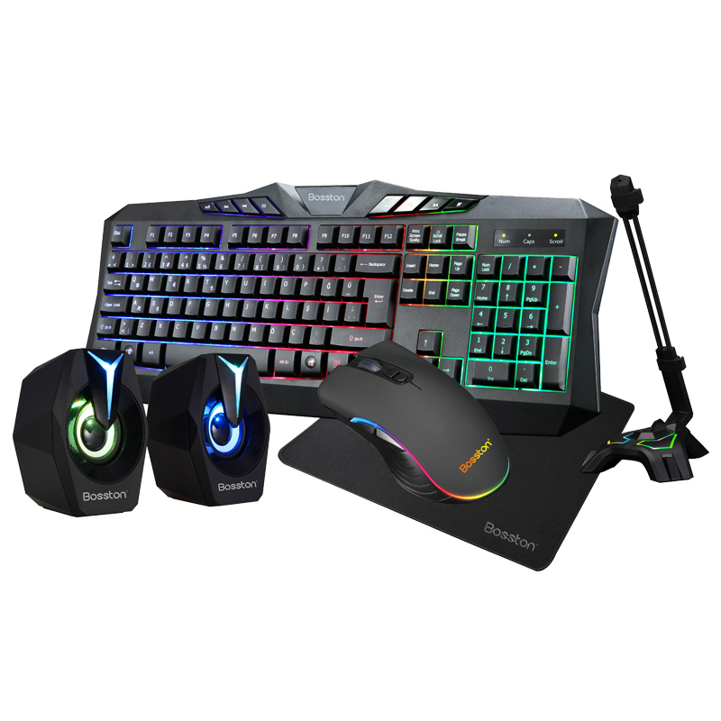 Hot Sale Computer Accessories Gaming 5 In 1 Colorful Mechanical Feeling Keyboard Mouse Combos For Pc Game