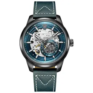 中国广州手表供应商高品质豪华自动机械蓝宝石手表自动皮革手表