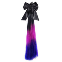 Extension de cheveux synthétiques dégradés en queue de cheval avec nœud pour casque, accessoire de coiffure pour casque de moto pour motard