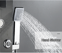 Ensemble de douche mural intelligent de luxe noir en acier inoxydable avec mitigeur et panneau de douche polyvalent à jet pluie