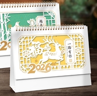 Calendrier en papier 2026, personnalisé, haut de gamme, pièce décorative de bureau créative, assemblage, année du cheval, cadre photo et horloge