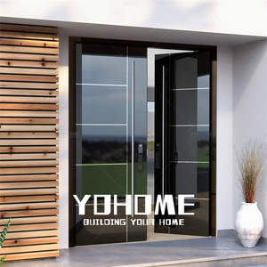 Porta d'Ingresso Moderna in Alluminio a <span class=keywords><strong>Doppia</strong></span> <span class=keywords><strong>Anta</strong></span> per Residenze in Canada, Porta Esterna di Lusso a <span class=keywords><strong>Doppia</strong></span> Apertura, Porte di Sicurezza a Doppio Ingresso - Product Image 5