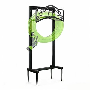 Garden Hose Rack Black Iron Vertical Storage <b>Stand</b> Floor Mount Water <b>Pipe</b> Holder For Outdoor Use - Product Image 1