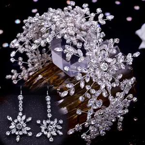 Jachon Perle Stirnband Ohrringe Set Die Braut der Hochzeit Haar Zubehör Strass Tiaras Und Hochzeit Crown Designer