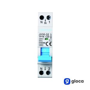 Gloca เบรกเกอร์ขนาดเล็ก1P + N 20A 6kA 250V C20ติดตั้งรางดินสำหรับใช้ในบ้าน - Product Image 3