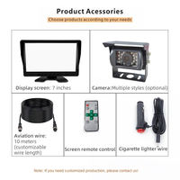 Système de caméra de recul pour camion de 7 pouces, vision nocturne IR, étanche IP68, câble 4 broches de 15 m, 12V 24V pour camion semi-remorque et bus, système de vision arrière