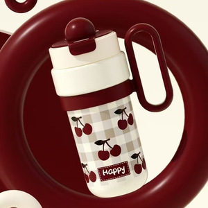 1100ml Cute Plaid Print Vacuum Insulated Tumbler 316 Liner 201 Outer Shell <b>Large</b> Capacity Portable Handle Straw <b>Water</b> <b>Bottle</b> - Product Image 4