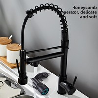 Robinet de cuisine extractible à ressort chaud et froid avec cartouche céramique en acier inoxydable pour évier de lavage de légumes