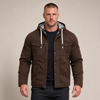Veste de travail à capuche en toile cirée de haute qualité pour homme, doublure en flanelle à carreaux, vêtement d'extérieur décontracté vintage, service personnalisé