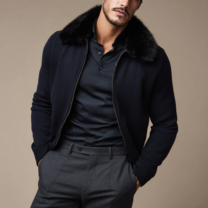 <strong>Men</strong> Slim Fit <strong>Wool</strong>/Acrylic Knit Jacket | Vintage Winter Urban <strong>Cardigan</strong> with Zipper Closure for Europe Wholesale - Product Image 6