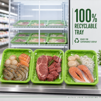 Plateau de présentation en PET MAP vert haute barrière scellable pour la viande de bœuf, de poulet et les fruits de mer surgelés en gros pour supermarchés